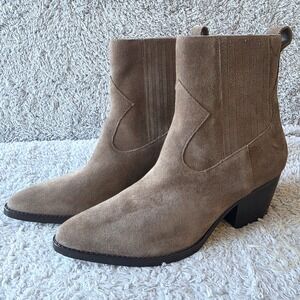 Ralph Lauren Women Suede Leather Western Pointed Toe Ankle Boots Booties 11B NEW